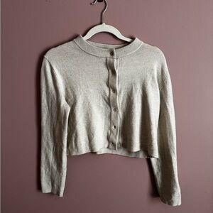 Moon & Madison Cropped Button-Front Cardigan - Beige